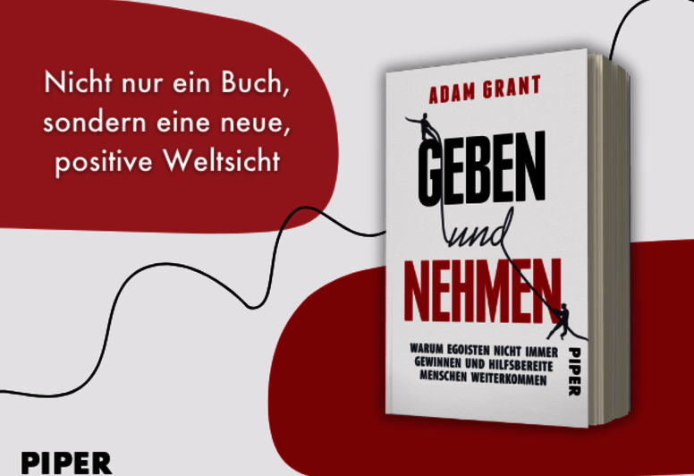 gestalteter Banner mit Buchcover von „Geben und Nehmen“