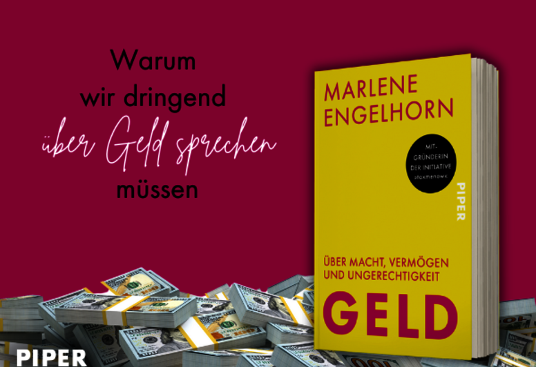 Cover von „Geld“ auf gestaltetem Banner mit Headline