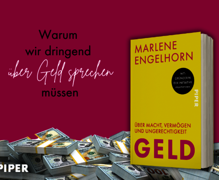 Cover von „Geld“ auf gestaltetem Banner mit Headline