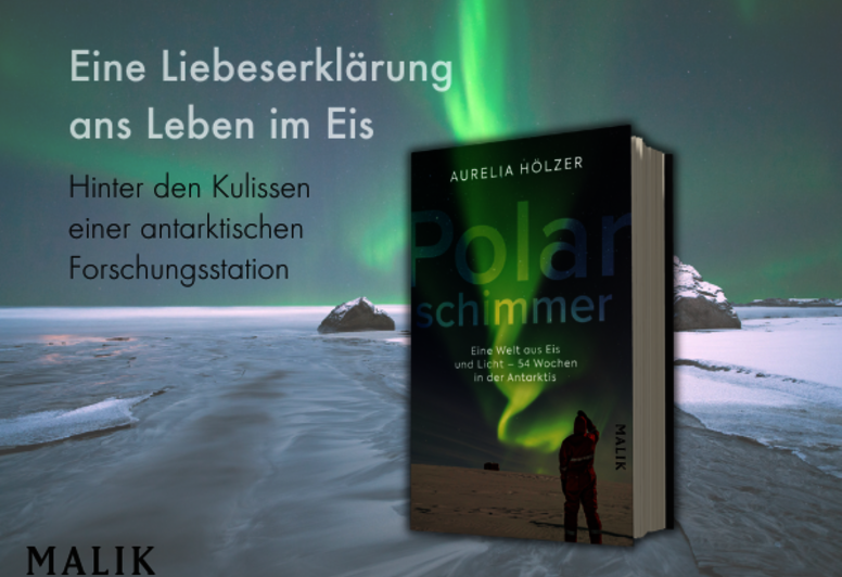 Buchcover mit Eislandschaft im Hintergrund