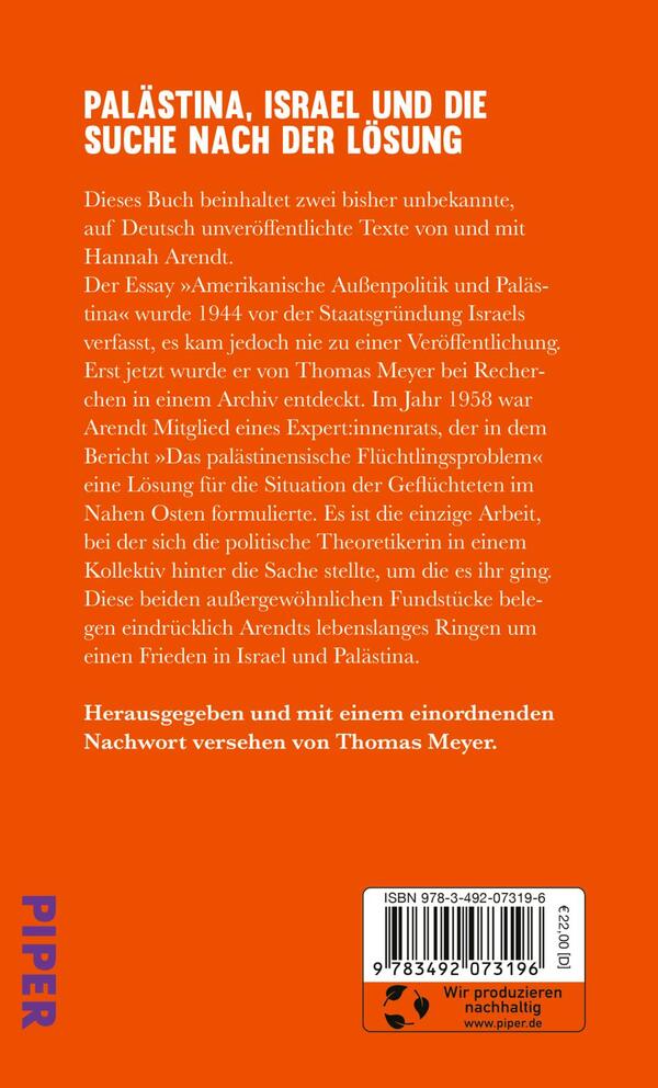 Rückansicht des Buches „Über Palästina“