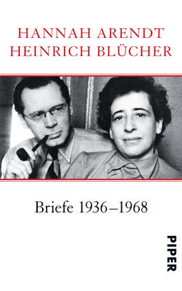 Briefe 1936–1968 Das Buchcover zeigt ein nostalgisches, in Schwarz-Weiß gehaltenes Porträt von Hannah Arendt und Heinrich Blücher. Arendt, mit dunklem, lockigem Haar, lächelt sanft in die Kamera, während Blücher sie von der Seite ansieht und einen Stift in der Hand hält. Oberhalb der Bilder sind die Namen „HANNAH ARENDT“ und „HEINRICH BLÜCHER“ in auffälligem Rot gedruckt. Darunter steht in Schwarz auf hellgelbem Grund „Briefe 1936–1968“. Das Cover vermittelt eine persönliche und historische Atmosphäre.